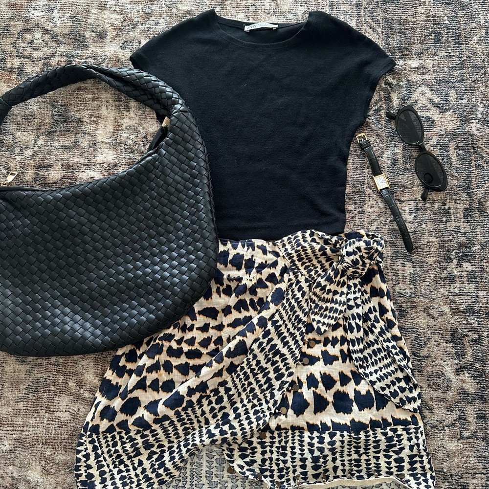 Zara Print Asymmetrical Mini Skirt